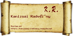 Kanizsai Radvány névjegykártya